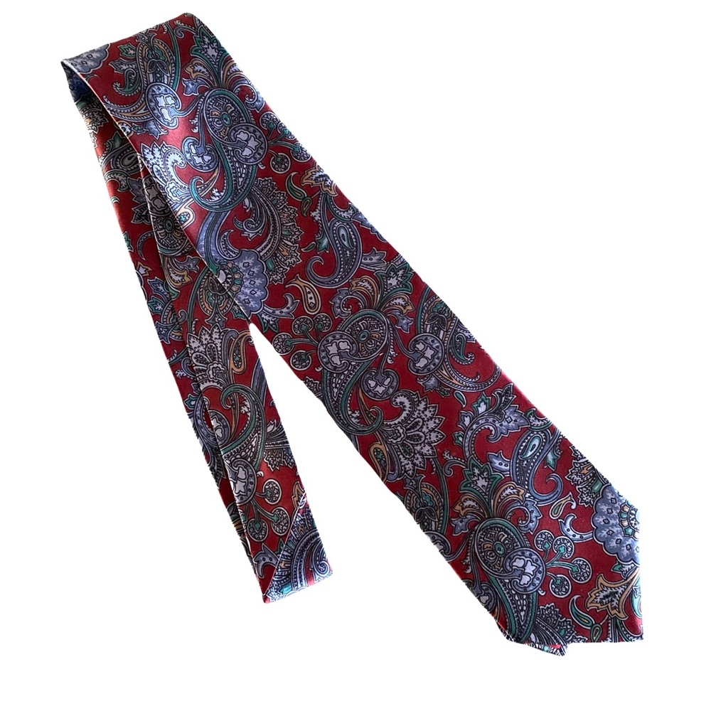 Luca Franzini Silk Red Blue Paisley Mens Formal Wedding Prom Office Tie